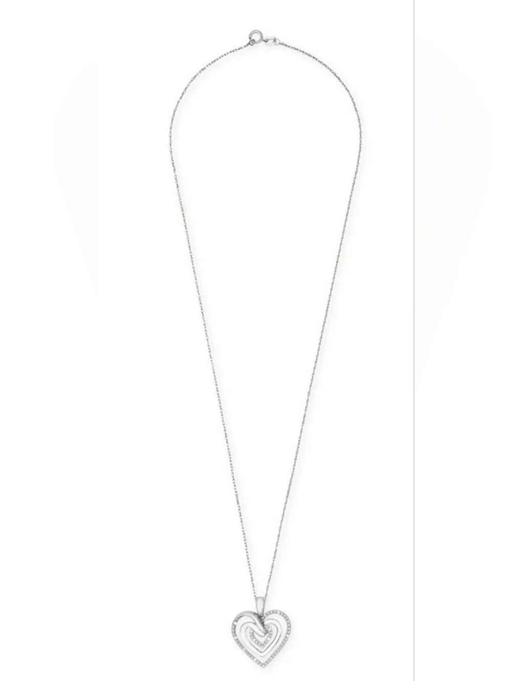 Sterling Silver Triple Heart Pendant Necklace - White